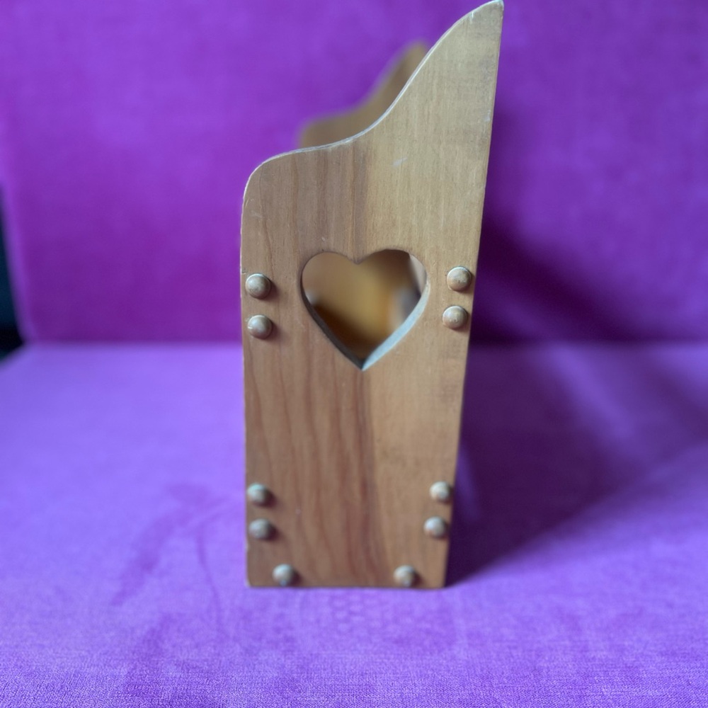 Vintage Heart Cutout Wooden Organizer